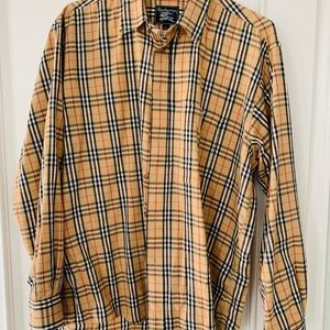 Men’s Burberrys Plaid Long Sleeve Shirt Large